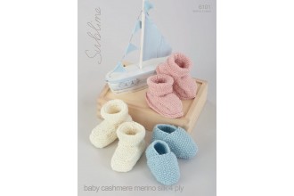 Sublime 6101 Sublime Baby Cashmere Merino Silk 4 Ply Shoes and Bootees (downloadable PDF)