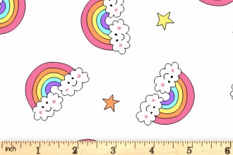 Andover Fabrics - Believe - Flying Rainbow - White (9904/L)