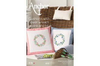Anchor - Cushions with Flower Wreath in Pink and Blue Cross Stitch Chart (Downloadable PDF)