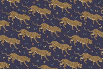 Cotton + Steel - Camont - Leopard - Navy with Gold Metallic (304090-31)