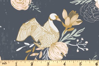 Dashwood - New Beginnings - Swans and Flowers - Navy (NEW2040)