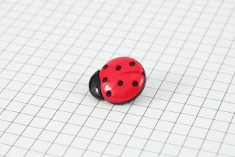 Drops Ladybird, Plastic Button, Red with Black Spots, 18mm