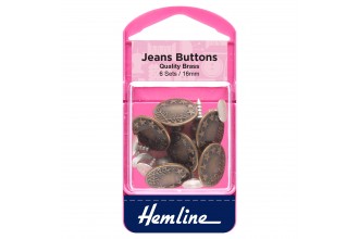 Hemline Jeans Buttons - Bronze - Decorative Tops - Pack of 6