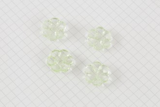 Flower Shape Buttons, Transparent Emerald, 17.5mm (pack of 4)