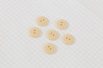 Round Buttons, Cream/White Stripe, 15mm (pack of 6)