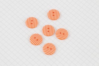 Round Buttons, Orange/White Stripe, 15mm (pack of 6)