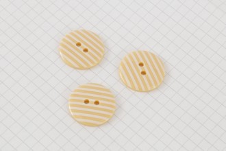 Round Buttons, Cream/White Stripe, 22.5mm (pack of 3)