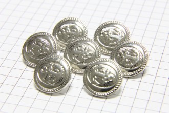 Round Anchor Buttons, Silver, 15mm (pack of 7)
