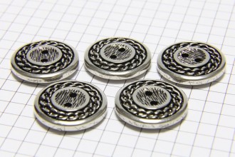 Round Chain Edge Buttons, Silver, 20mm (pack of 5)
