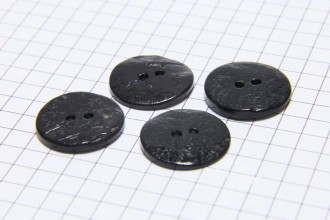 Round Shell Buttons, Black, 17.5mm (pack of 4)