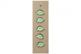 Handmade Dinosaur Buttons, Green, 25mm (pack of 5)