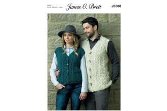 James C Brett 366 Waistcoats in Rustic with Wool Aran (leaflet)
