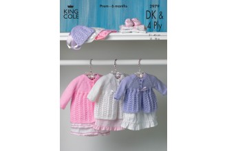 King Cole 2979 Matinee Coat and Bonnet in Baby DK & Baby 4 Ply (downloadable PDF)