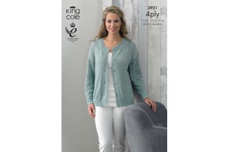 King Cole 4500 Knitting Pattern Ladies Sweater and Cardigan in Giza Cotton 4 ply 