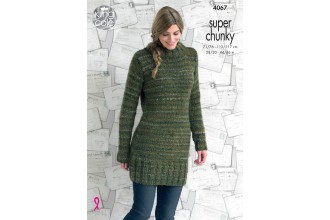 Knitting Pattern femmes à manches longues Long & Court Pull Gypsy Super Chunky 4067