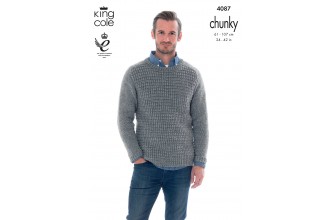 King Cole 4087 Mens Sweater & Hoodie in Big Value Chunky (leaflet)