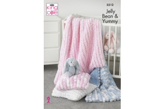 King Cole 5512 Cot Blanket, Pram Blanket and Cushion in Jellybean and Yummy (leaflet)
