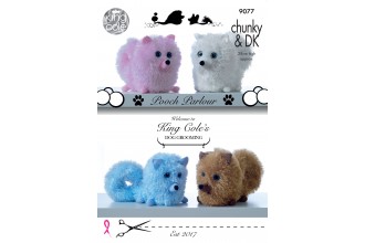 King Cole 9077 Pomeranian Dogs in Tinsel Chunky and Dolly Mix DK (leaflet)