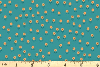 Lewis and Irene - Flower Child - Little Flowers - Dark Turquoise (A436.2)