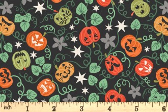 Lewis and Irene - Castle Spooky - Spooky Pumpkins - Black with Glow in the Dark (A574.3)