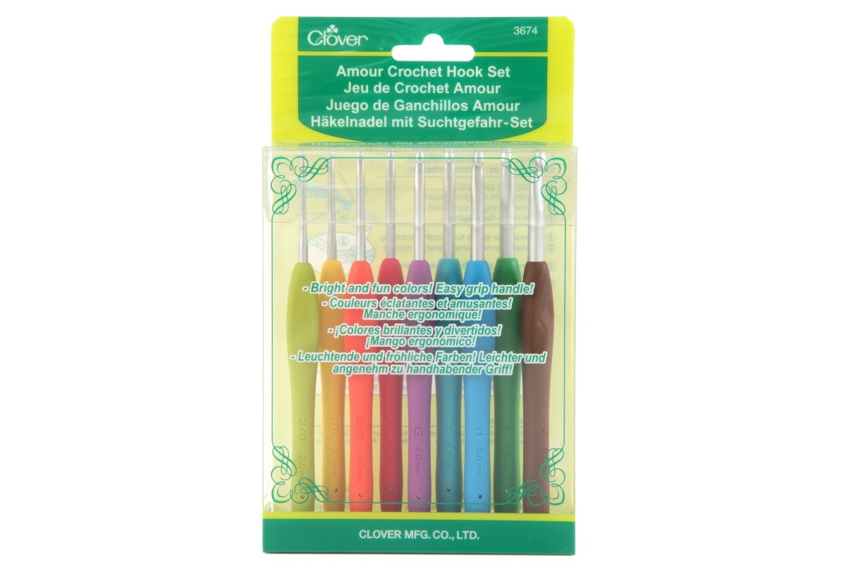 Clover Amour Crochet Hook Set of 9 (2mm - 6mm) - Wool Warehouse - Buy Yarn,  Wool, Needles & Other Knitting Supplies Online!