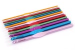 Bobbin Box Single End Crochet Hooks - Coloured Anodised Aluminium - 15cm - Set of 12