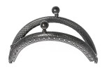 Purse Clasp, 8.5cm, Curved Patterned, Black Nickel