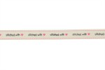 Berties Bows Grosgrain Ribbon - 16mm wide - Stitched with Love - Ivory (3m reel)