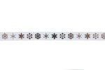 Berties Bows Grosgrain Ribbon - 9mm wide - Snowflakes - Silver on White (3m reel)
