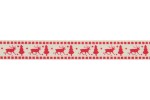 Berties Bows Grosgrain Ribbon - 16mm wide - Reindeer & Tree - Red on Ivory (3m reel)