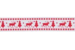 Berties Bows Grosgrain Ribbon - 22mm wide - Reindeer & Tree - Red on White (3m reel)