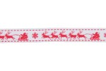 Berties Bows Grosgrain Ribbon - 16mm wide - Christmas Sleigh - Red on White (3m reel)