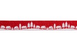 Berties Bows Grosgrain Ribbon - 16mm wide - Christmas Village - White on Red (3m reel)