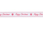 Berties Bows Grosgrain Ribbon - 16mm wide - Happy Christmas - Red on White (3m reel)