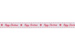 Berties Bows Grosgrain Ribbon - 9mm wide - Happy Christmas - Red on White (3m reel)
