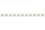 Berties Bows Grosgrain Ribbon - 9mm wide - Heart - Grey on Ivory (3m reel)