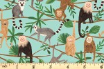 Clothworks - Ticket to the Zoo - Monkeys - Turquoise (Y3530-101)