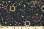 Craft Cotton Co - Moonlight - Zodiac - Black with Gold Metallic (18704-BLK)