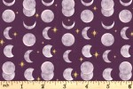 Craft Cotton Co - Moonlight - Moon Phases - Plum with Gold Metalllic (18705-PLM)