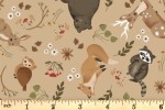 Craft Cotton Co - Cozy Forest - Scattered Animals - Tan (20832-TAN)