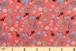 Craft Cotton Co - Knitting Cats - Floral Scatter - Coral (2399-02)