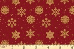 Craft Cotton Co - Metallic Holly - Snowflake - Red with Gold Metallic (2904-02)