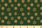Craft Cotton Co - Metallic Holly - Snowflake - Green with Gold Metallic (2904-04)