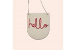 Cotton Clara - 'Hello' Mini Wooden Banner - Coral (Embroidery Kit)