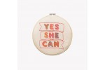 Cotton Clara - 'Yes She Can' - Red/Multicolour with Hoop (Embroidery Kit)
