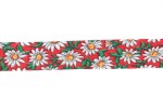 Bias Binding - Cotton - 20mm wide - Daisy Print on Red  (per metre)