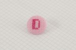 Cross Stitch Alphabet Button, Dark Pink on Light Pink, D, 25mm