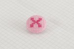 Cross Stitch Alphabet Button, Dark Pink on Light Pink, X, 25mm