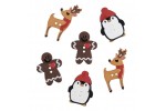 Christmas Buttons - Assorted Designs - Pack of 6