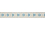 Bowtique Natural Cotton Ribbon - 15mm wide - Hearts - Blue (5m reel)